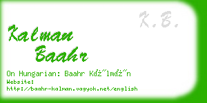 kalman baahr business card